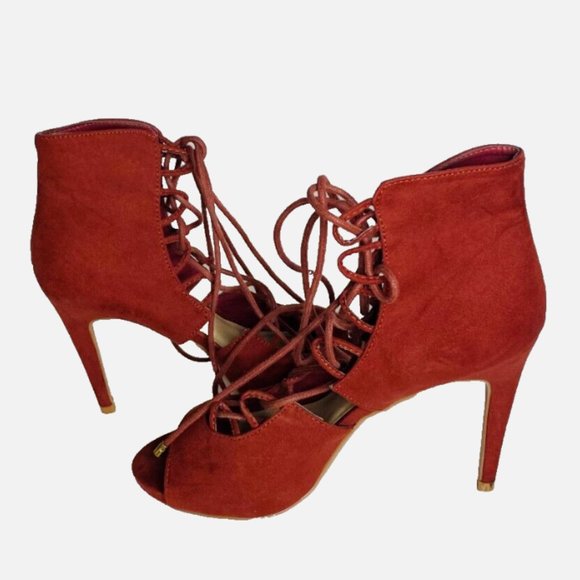 Shoedazzle Mayelin Lace-Up Open toe Ankle Bootie Size 8 - Picture 1 of 5